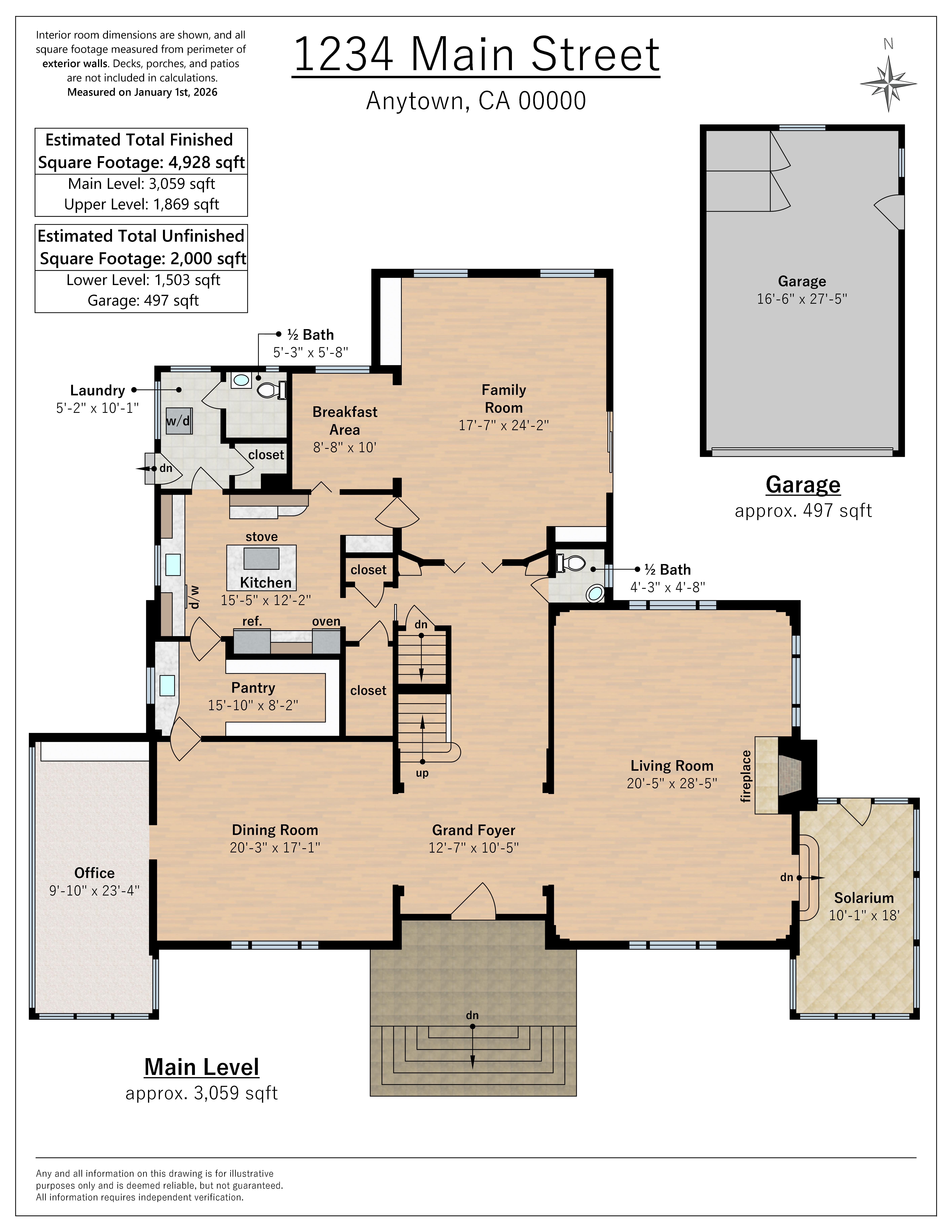 3-story home main level floor plan