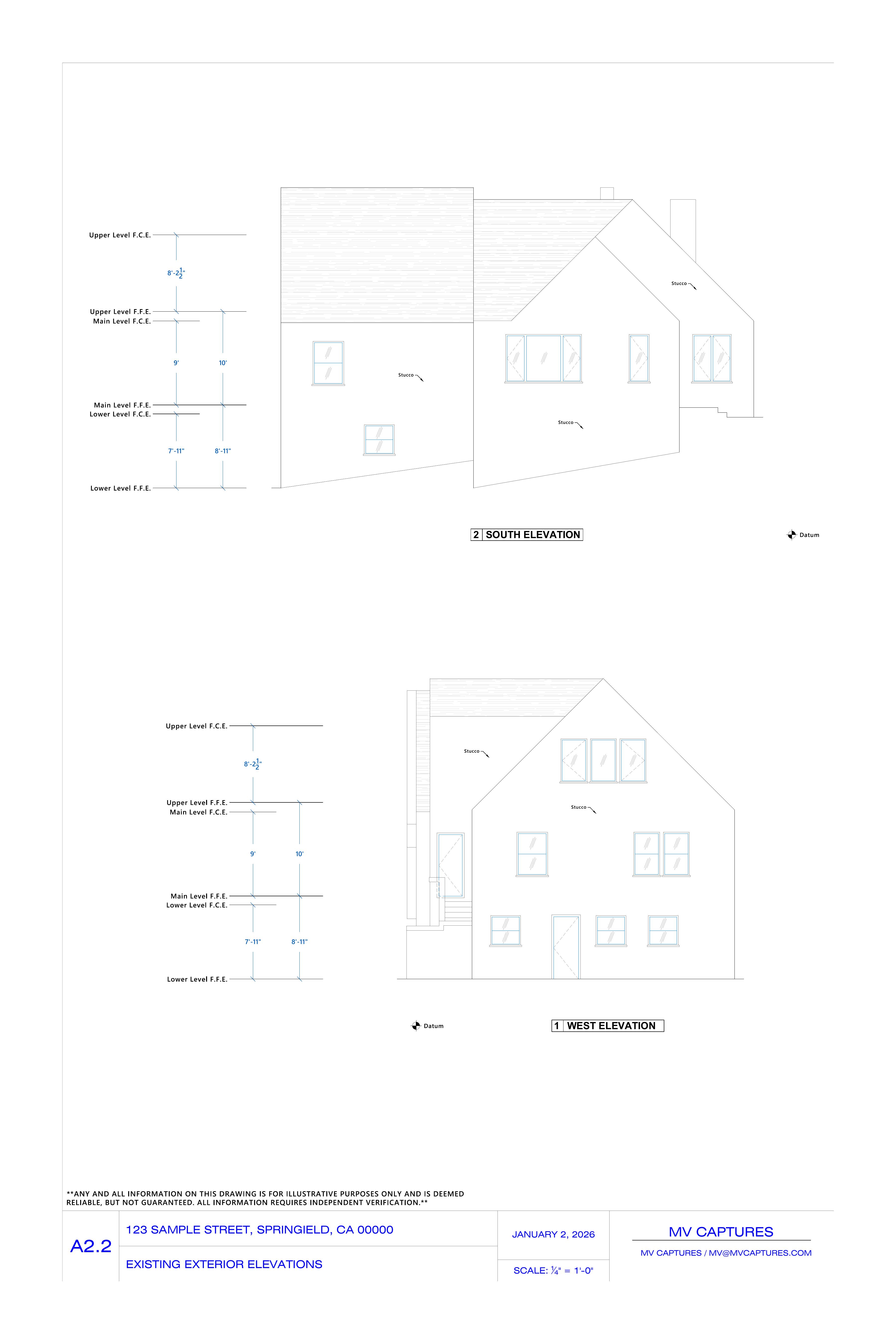 West and south elevations