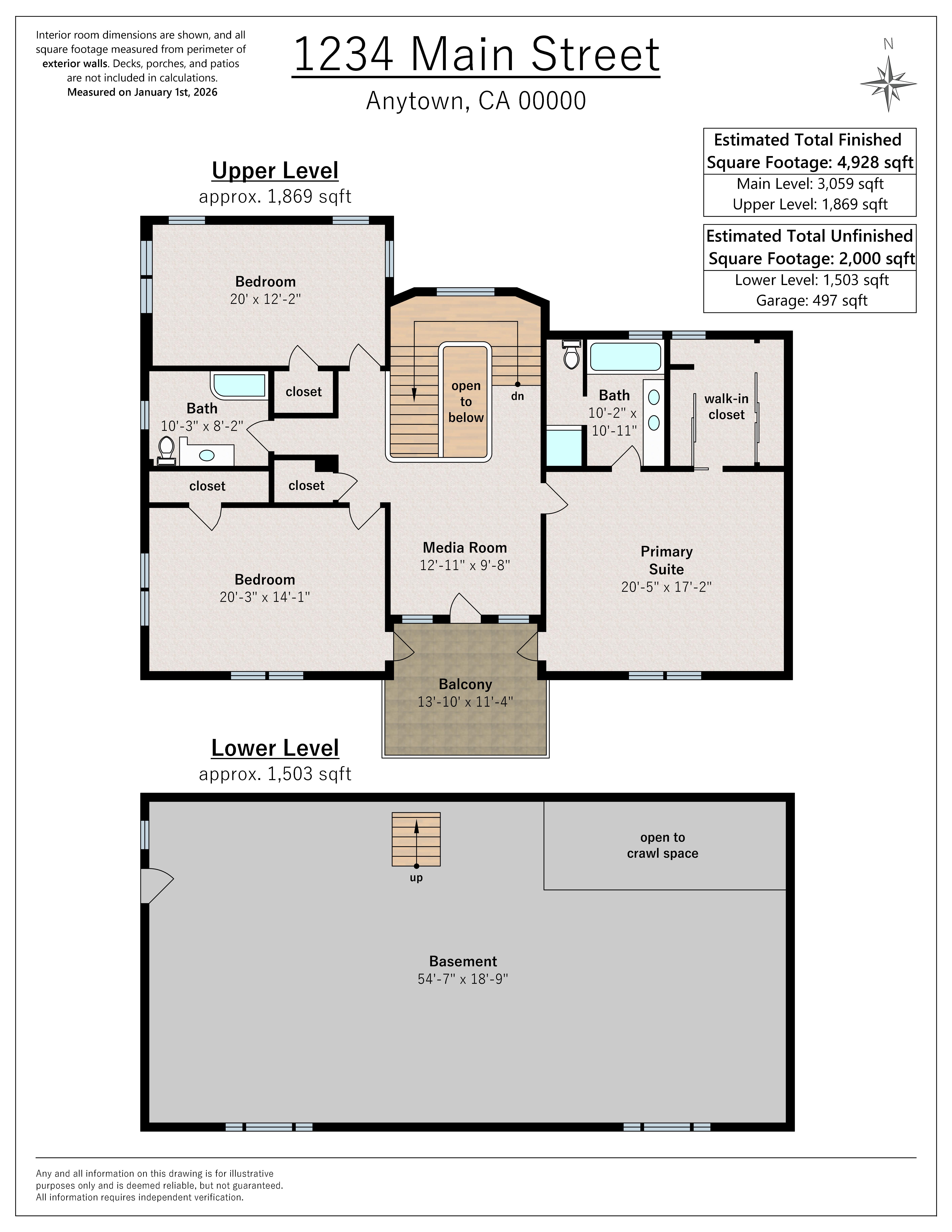 3-story home upper and lower levels